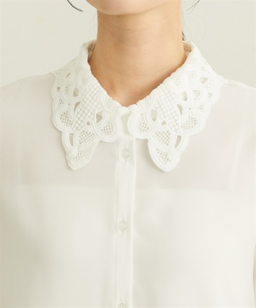 nissen（ニッセン）の「レース衿ボリューム袖ブラウス（シャツ/ブラウス・レディース・ラベンダー/オフホワイト・M/L）」の17枚目の写真