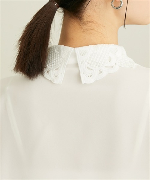 nissen（ニッセン）の「レース衿ボリューム袖ブラウス（シャツ/ブラウス・レディース・ラベンダー/オフホワイト・M/L）」の18枚目の写真