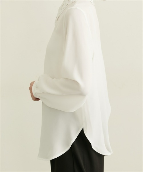 nissen（ニッセン）の「レース衿ボリューム袖ブラウス（シャツ/ブラウス・レディース・ラベンダー/オフホワイト・M/L）」の19枚目の写真