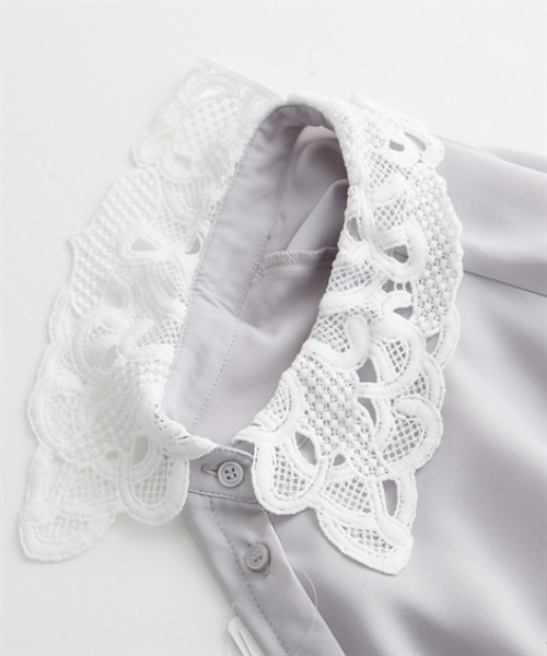 nissen（ニッセン）の「レース衿ボリューム袖ブラウス（シャツ/ブラウス・レディース・ラベンダー/オフホワイト・M/L）」の22枚目の写真