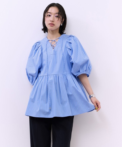 ADAM ET ROPE'（アダムエロペ）の「【WEB限定】2WAYバルーンスリーブチュニック（シャツ/ブラウス・レディース・ホワイト/ホワイト系その他/ブラック/サックスブルー・36/38）」の4枚目の写真