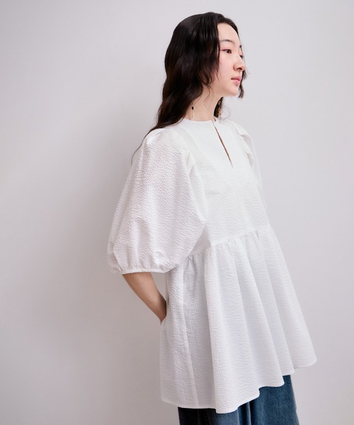 ADAM ET ROPE'（アダムエロペ）の「【WEB限定】2WAYバルーンスリーブチュニック（シャツ/ブラウス・レディース・ホワイト/ホワイト系その他/ブラック/サックスブルー・36/38）」の7枚目の写真