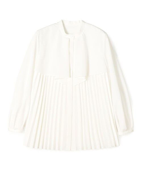 BALLSEY（ボールジィ）の「プリーツコンビ フロントドレープブラウス（シャツ/ブラウス・レディース・ホワイト/ネイビー・36）」の2枚目の写真