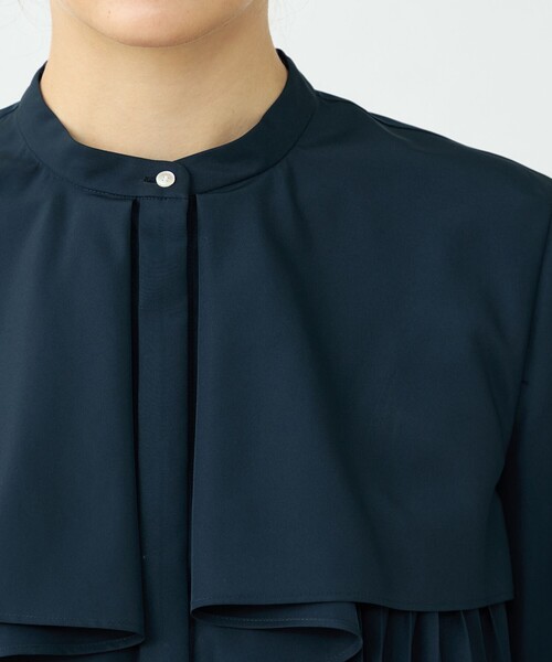 BALLSEY（ボールジィ）の「プリーツコンビ フロントドレープブラウス（シャツ/ブラウス・レディース・ホワイト/ネイビー・36）」の7枚目の写真