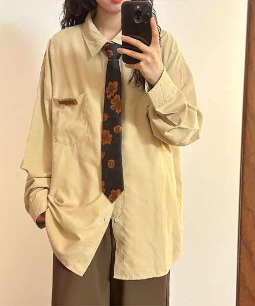 Flugge（フラッジー）の「ヴィンテージライクビッグシャツ（シャツ/ブラウス・レディース・グリーン/ベージュ・LARGE/MEDIUM）」の2枚目の写真