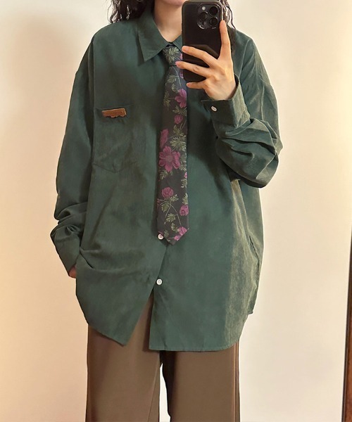 Flugge（フラッジー）の「ヴィンテージライクビッグシャツ（シャツ/ブラウス・レディース・グリーン/ベージュ・LARGE/MEDIUM）」の3枚目の写真