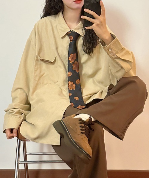 Flugge（フラッジー）の「ヴィンテージライクビッグシャツ（シャツ/ブラウス・レディース・グリーン/ベージュ・LARGE/MEDIUM）」の4枚目の写真