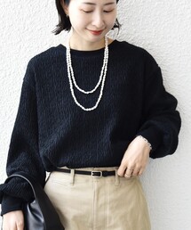 【WEB限定】〈手洗い可能〉ウェーブ クレープ ヘンリー 2WAY プルオーバー