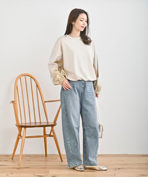 rps(アールピーエス)の「配色裾ドロストプルオーバー(スウェット・レディース・チャコールグレー/グレー/アイボリー・フリー)」の4枚目の写真