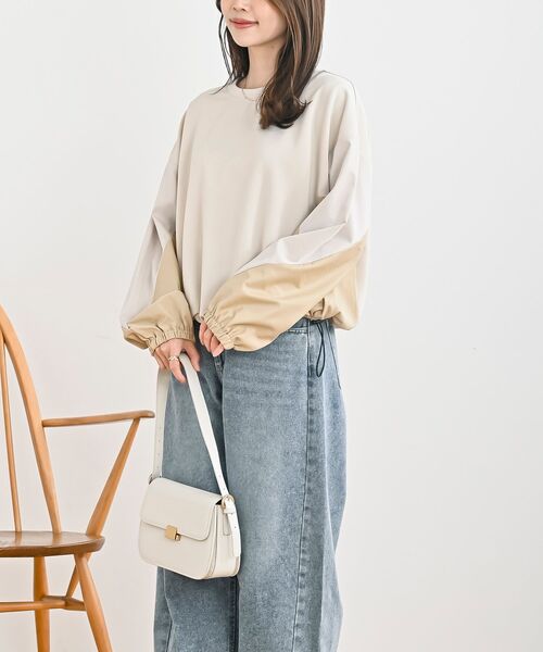 rps(アールピーエス)の「配色裾ドロストプルオーバー(スウェット・レディース・チャコールグレー/グレー/アイボリー・フリー)」の5枚目の写真