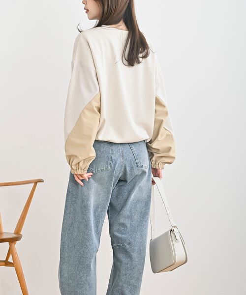 rps(アールピーエス)の「配色裾ドロストプルオーバー(スウェット・レディース・チャコールグレー/グレー/アイボリー・フリー)」の6枚目の写真