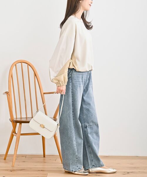 rps(アールピーエス)の「配色裾ドロストプルオーバー(スウェット・レディース・チャコールグレー/グレー/アイボリー・フリー)」の7枚目の写真