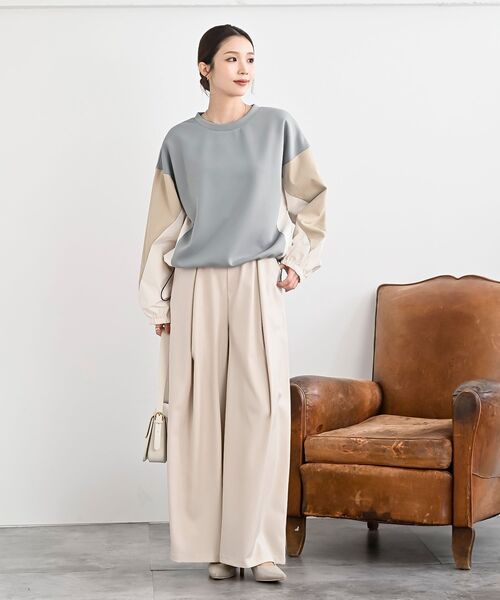 rps(アールピーエス)の「配色裾ドロストプルオーバー(スウェット・レディース・チャコールグレー/グレー/アイボリー・フリー)」の12枚目の写真