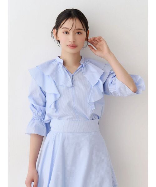 MERCURYDUO(マーキュリーデュオ)の「【セットアップ着用可】ラッフルシャツブラウス(シャツ/ブラウス・レディース・ライトブルー/ブラック/インディゴブルー・FREE)」の10枚目の写真