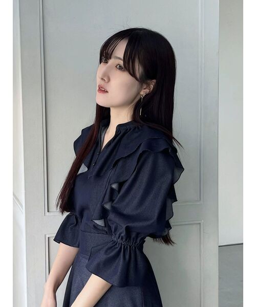 MERCURYDUO(マーキュリーデュオ)の「【セットアップ着用可】ラッフルシャツブラウス(シャツ/ブラウス・レディース・ライトブルー/ブラック/インディゴブルー・FREE)」の15枚目の写真