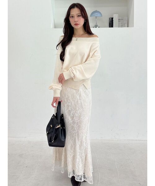 MERCURYDUO（マーキュリーデュオ）の「裏毛オフショルトップス（Tシャツ/カットソー・レディース・アイボリー/グレー・FREE）」の11枚目の写真