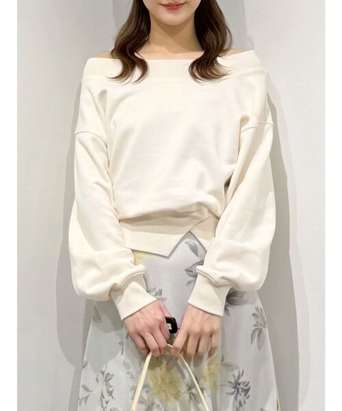 MERCURYDUO（マーキュリーデュオ）の「裏毛オフショルトップス（Tシャツ/カットソー・レディース・アイボリー/グレー・FREE）」の17枚目の写真