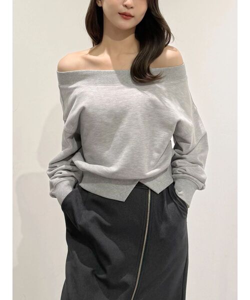 MERCURYDUO（マーキュリーデュオ）の「裏毛オフショルトップス（Tシャツ/カットソー・レディース・アイボリー/グレー・FREE）」の20枚目の写真