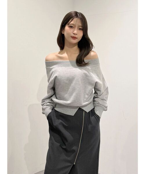 MERCURYDUO（マーキュリーデュオ）の「裏毛オフショルトップス（Tシャツ/カットソー・レディース・アイボリー/グレー・FREE）」の22枚目の写真