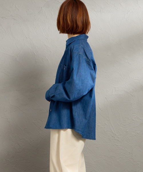DANTON（ダントン）の「[DANTON/ダントン] レギュラーカラー ダンガリーデニムシャツ（シャツ/ブラウス・レディース・ブルー・38/36）」の7枚目の写真