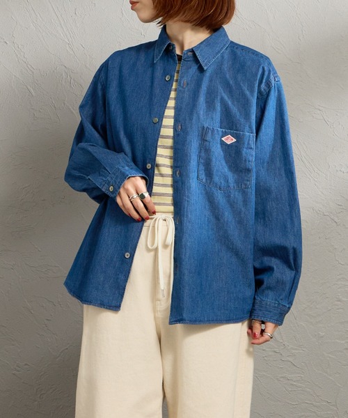 DANTON（ダントン）の「[DANTON/ダントン] レギュラーカラー ダンガリーデニムシャツ（シャツ/ブラウス・レディース・ブルー・38/36）」の3枚目の写真