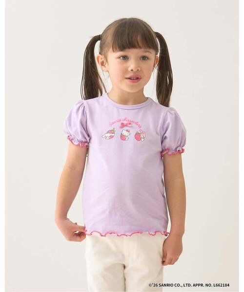 Lycee mine（リセマイン）の「【サンリオキャラクターズ】【速乾・UV・型崩れしない】いちごのおうちプリントTシャツ（Tシャツ/カットソー・キッズ・レッド/オフホワイト/ブラック/ライトピンク/ラベンダー・100cm/110cm/130cm/120cm/140cm）」の4枚目の写真