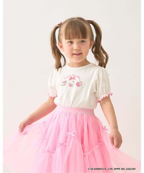 Lycee mine（リセマイン）の「【サンリオキャラクターズ】【速乾・UV・型崩れしない】いちごのおうちプリントTシャツ（Tシャツ/カットソー・キッズ・レッド/オフホワイト/ブラック/ライトピンク/ラベンダー・100cm/110cm/130cm/120cm/140cm）」の2枚目の写真