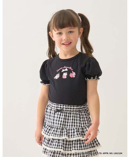 Lycee mine（リセマイン）の「【サンリオキャラクターズ】【速乾・UV・型崩れしない】いちごのおうちプリントTシャツ（Tシャツ/カットソー・キッズ・レッド/オフホワイト/ブラック/ライトピンク/ラベンダー・100cm/110cm/130cm/120cm/140cm）」の3枚目の写真