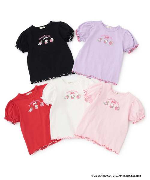 Lycee mine（リセマイン）の「【サンリオキャラクターズ】【速乾・UV・型崩れしない】いちごのおうちプリントTシャツ（Tシャツ/カットソー・キッズ・レッド/オフホワイト/ブラック/ライトピンク/ラベンダー・100cm/110cm/130cm/120cm/140cm）」の8枚目の写真