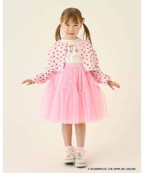 Lycee mine（リセマイン）の「【サンリオキャラクターズ】【速乾・UV・型崩れしない】いちごのおうちプリントTシャツ（Tシャツ/カットソー・キッズ・レッド/オフホワイト/ブラック/ライトピンク/ラベンダー・100cm/110cm/130cm/120cm/140cm）」の11枚目の写真