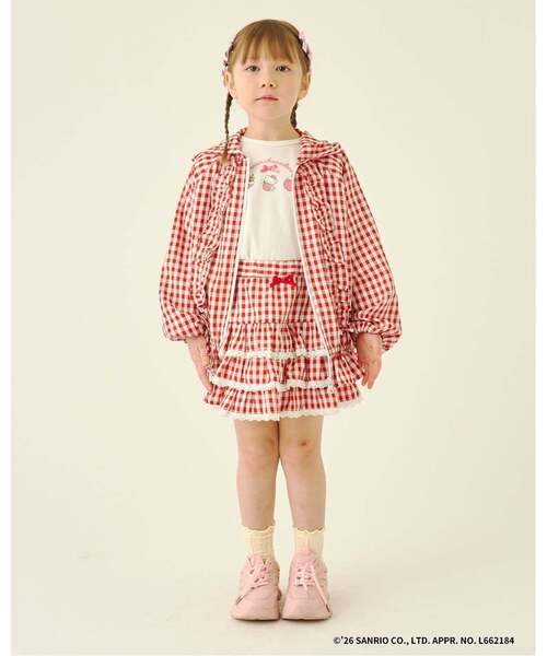 Lycee mine（リセマイン）の「【サンリオキャラクターズ】【速乾・UV・型崩れしない】いちごのおうちプリントTシャツ（Tシャツ/カットソー・キッズ・レッド/オフホワイト/ブラック/ライトピンク/ラベンダー・100cm/110cm/130cm/120cm/140cm）」の12枚目の写真