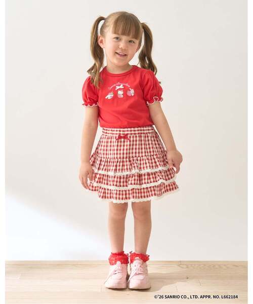 Lycee mine（リセマイン）の「【サンリオキャラクターズ】【速乾・UV・型崩れしない】いちごのおうちプリントTシャツ（Tシャツ/カットソー・キッズ・レッド/オフホワイト/ブラック/ライトピンク/ラベンダー・100cm/110cm/130cm/120cm/140cm）」の13枚目の写真