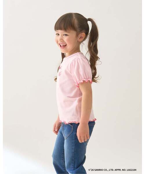 Lycee mine（リセマイン）の「【サンリオキャラクターズ】【速乾・UV・型崩れしない】いちごのおうちプリントTシャツ（Tシャツ/カットソー・キッズ・レッド/オフホワイト/ブラック/ライトピンク/ラベンダー・100cm/110cm/130cm/120cm/140cm）」の16枚目の写真