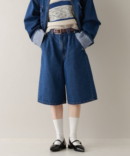 RAGEBLUE(レイジブルー)の「ステッチデザイン/デニムショートパンツ/セットアップ対応(デニムパンツ・レディース・ブルー/ブラック・FREE)」の1枚目の写真