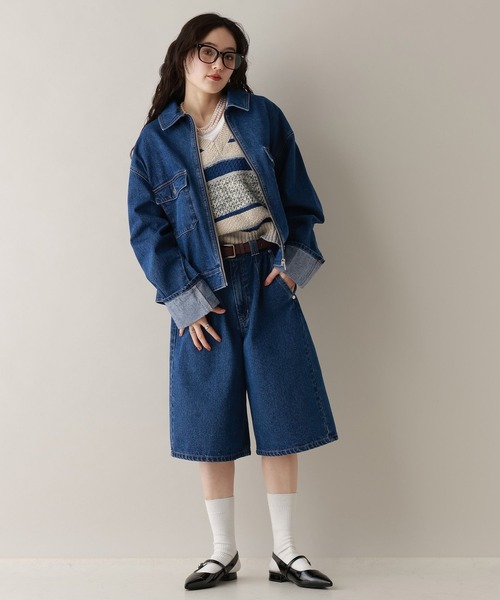 RAGEBLUE(レイジブルー)の「ステッチデザイン/デニムショートパンツ/セットアップ対応(デニムパンツ・レディース・ブルー/ブラック・FREE)」の10枚目の写真