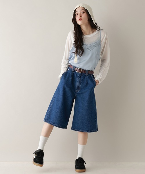 RAGEBLUE(レイジブルー)の「ステッチデザイン/デニムショートパンツ/セットアップ対応(デニムパンツ・レディース・ブルー/ブラック・FREE)」の13枚目の写真