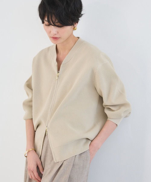 BARNYARDSTORM(バンヤードストーム)の「BARNYARDSTORM / 畦編みZIPカーディガン(カーディガン/ボレロ・レディース・ライトベージュ/ホワイト/チャコールグレー・FREE)」の3枚目の写真
