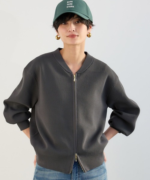 BARNYARDSTORM(バンヤードストーム)の「BARNYARDSTORM / 畦編みZIPカーディガン(カーディガン/ボレロ・レディース・ライトベージュ/ホワイト/チャコールグレー・FREE)」の1枚目の写真