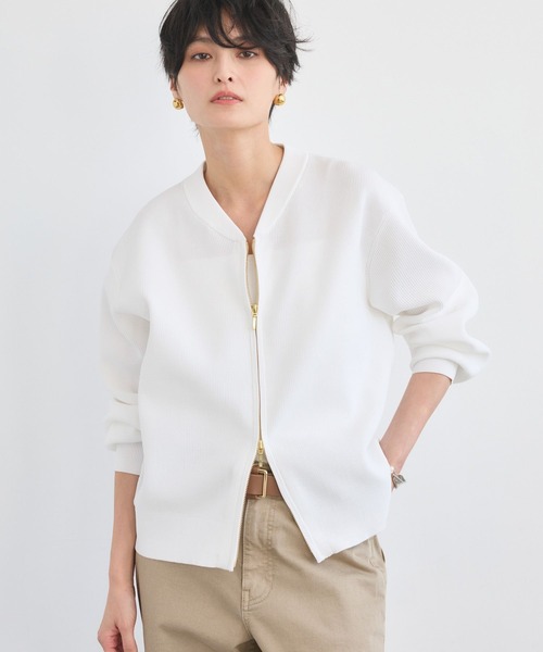 BARNYARDSTORM(バンヤードストーム)の「BARNYARDSTORM / 畦編みZIPカーディガン(カーディガン/ボレロ・レディース・ライトベージュ/ホワイト/チャコールグレー・FREE)」の5枚目の写真
