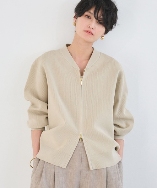 BARNYARDSTORM(バンヤードストーム)の「BARNYARDSTORM / 畦編みZIPカーディガン(カーディガン/ボレロ・レディース・ライトベージュ/ホワイト/チャコールグレー・FREE)」の8枚目の写真