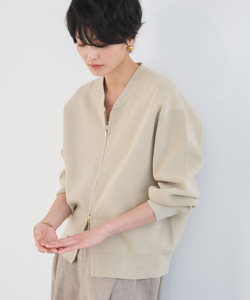 BARNYARDSTORM(バンヤードストーム)の「BARNYARDSTORM / 畦編みZIPカーディガン(カーディガン/ボレロ・レディース・ライトベージュ/ホワイト/チャコールグレー・FREE)」の10枚目の写真