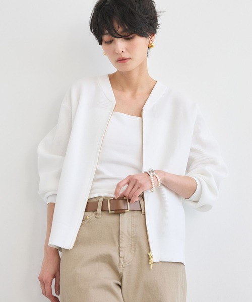 BARNYARDSTORM(バンヤードストーム)の「BARNYARDSTORM / 畦編みZIPカーディガン(カーディガン/ボレロ・レディース・ライトベージュ/ホワイト/チャコールグレー・FREE)」の19枚目の写真