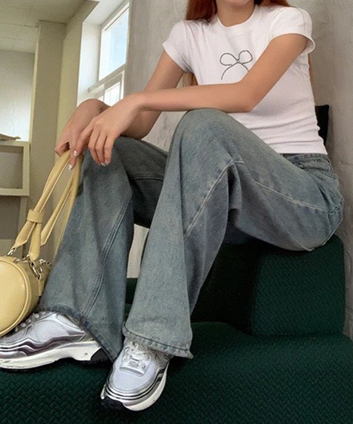 GLAMOROUS JANE（グラマラスジェーン）の「リボンラインストーン半袖Tシャツ（Tシャツ/カットソー・レディース・ホワイト/ブラック・FREE）」の15枚目の写真