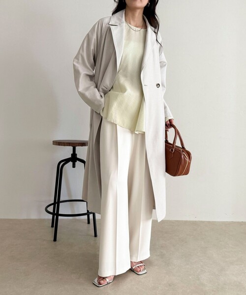 fredy emue（フレディエミュ）の「スウェードライクピーチコート（トレンチコート・レディース・ベージュ/グレイッシュベージュ・38）」の6枚目の写真