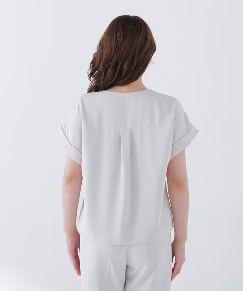 NATURAL BEAUTY BASIC（ナチュラルビューティーベーシック）の「◇クリアツイル SETUP 開襟ブラウス（シャツ/ブラウス・レディース・ベージュ/ネイビー/ブラウン・FREE）」の14枚目の写真