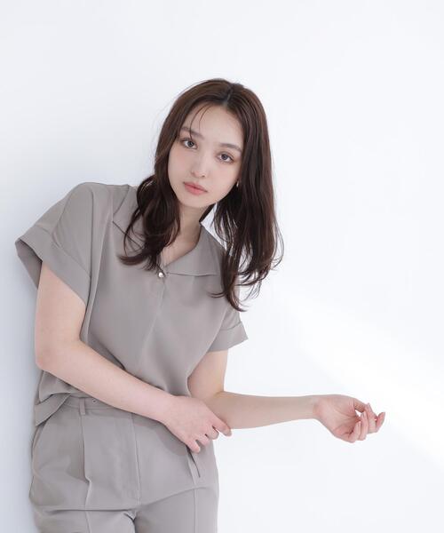 NATURAL BEAUTY BASIC（ナチュラルビューティーベーシック）の「◇クリアツイル SETUP 開襟ブラウス（シャツ/ブラウス・レディース・ベージュ/ネイビー/ブラウン・FREE）」の22枚目の写真