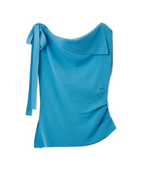 FRAY I.D（フレイアイディー）の「アシメネックドレープニット／ウォッシャブル（ニット/セーター・レディース・ホワイト/ブラック/ブルー・F）」の3枚目の写真