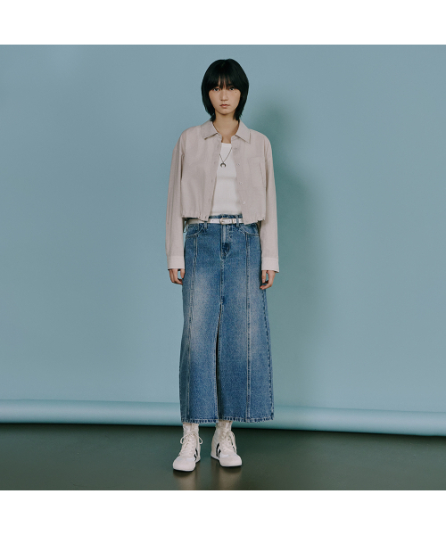 LAP（ラップ）の「カットオフウエストウォッシングスリットスカート AS1DS261（スカート・レディース・インディゴブルー・SMALL/MEDIUM）」の3枚目の写真