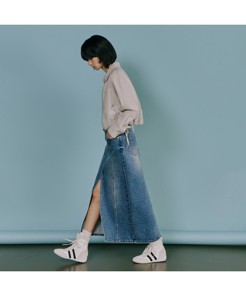 LAP（ラップ）の「カットオフウエストウォッシングスリットスカート AS1DS261（スカート・レディース・インディゴブルー・SMALL/MEDIUM）」の5枚目の写真