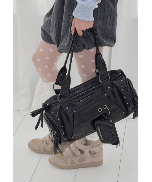 FANCY CLUB（ファンシークラブ）の「A'GEM/9 × .kom 『FANCY CLUB/ファンシークラブ』 [SET] VEIL STUD BAG & WALLET /ベールスタッドバッグ＆ウォレット（ショルダーバッグ・レディース・イエロー/ブラック/ピンク・FREE）」の5枚目の写真
